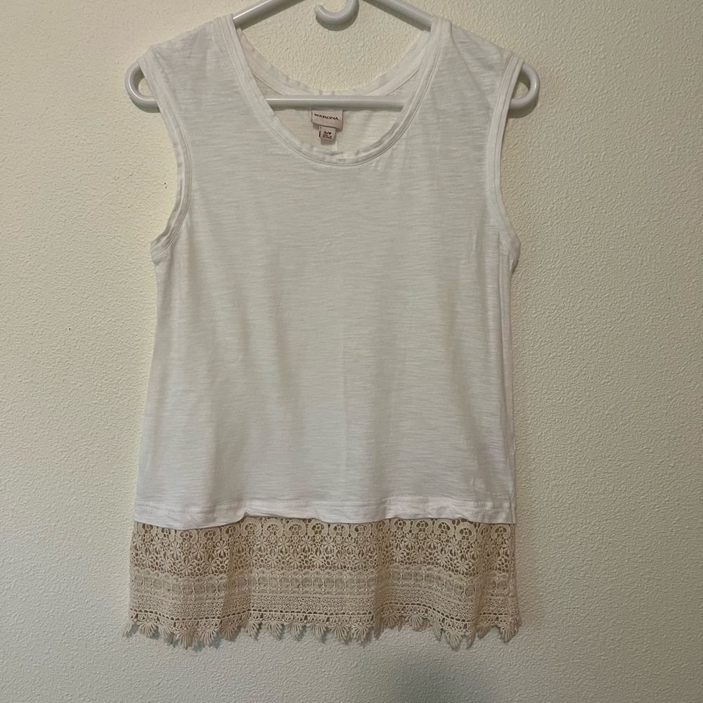 Merona Sleeveless Crochet Top - White/ Cream - S/P